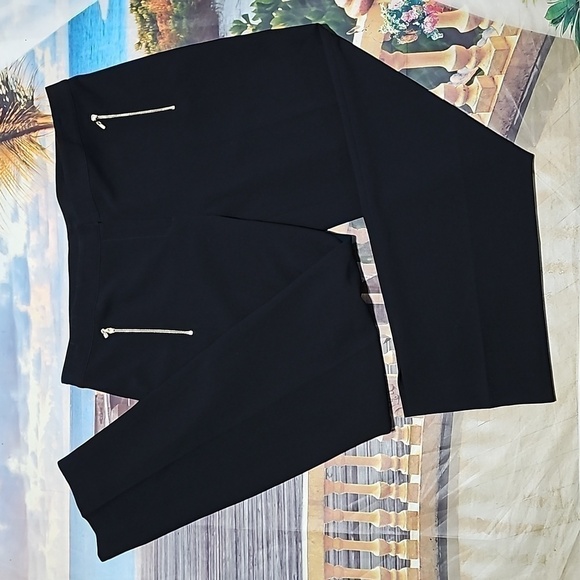 St. John Nordstrom Black Gold Zippered Pocket High Waisted Pants Size 16 - Picture 3 of 7